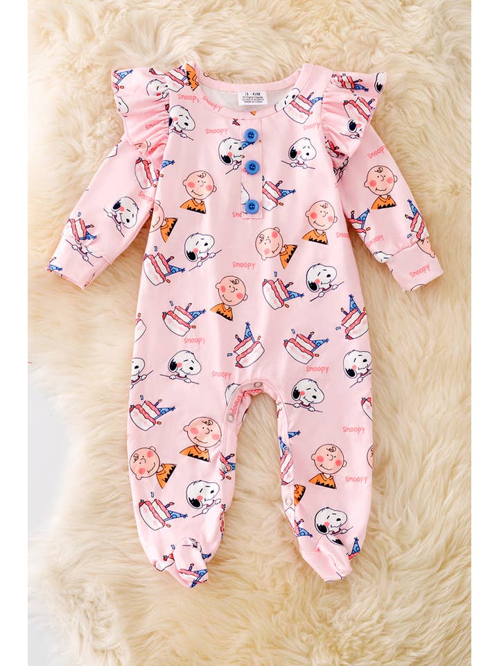 Kids Charm Online - Wholesale Jumpsuit - Baby - Sweet pink snoop printed baby onesie. RPG40591 AMY