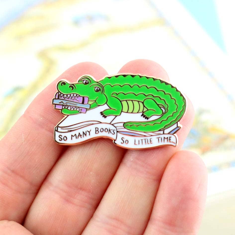 Jubly-Umph - Wholesale Lapel Pin/Button - So Many Books - So Little Time Crocodile Lapel Pin4