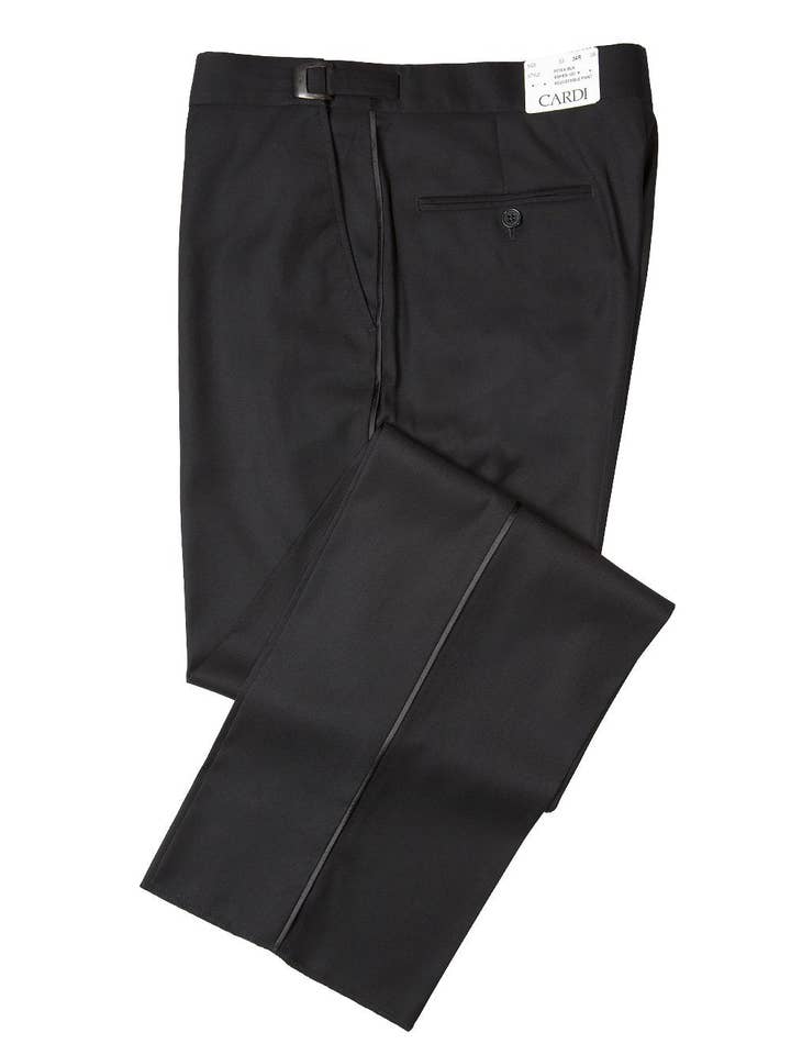 Tux-USA® - Wholesale Suit Pants - Men's - "Christopher" Black Luxury Viscose Blend Tuxedo Pants