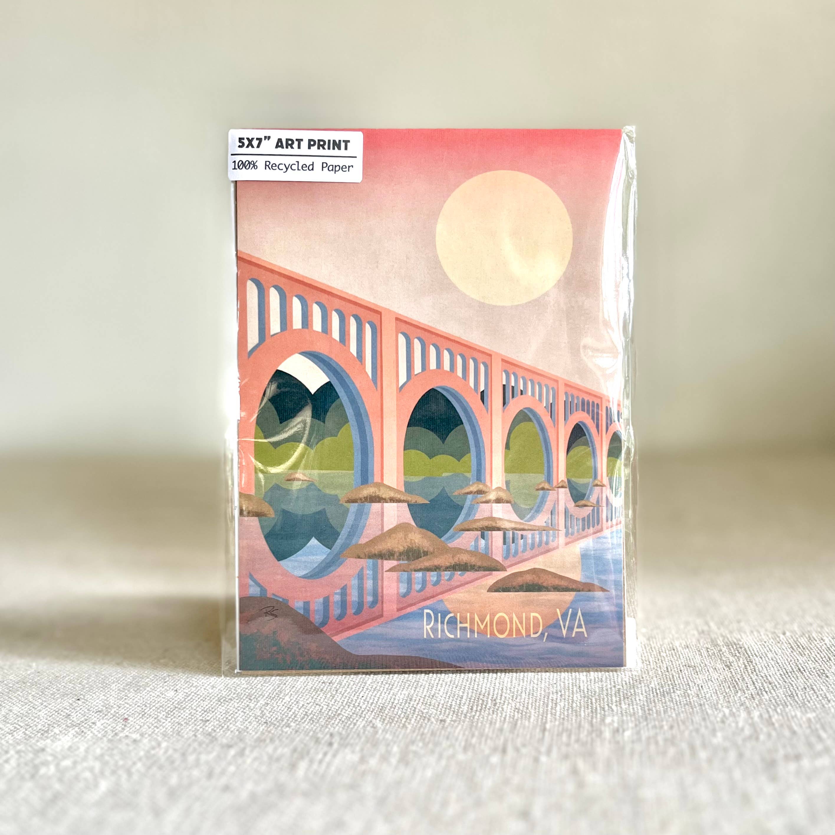 Renée Stramel - Wholesale Art Print - Moon Over Richmond Train Bridge 5x7" Art Print2