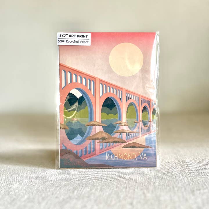 Renée Stramel - Wholesale Art Print - Moon Over Richmond Train Bridge 5x7" Art Print2