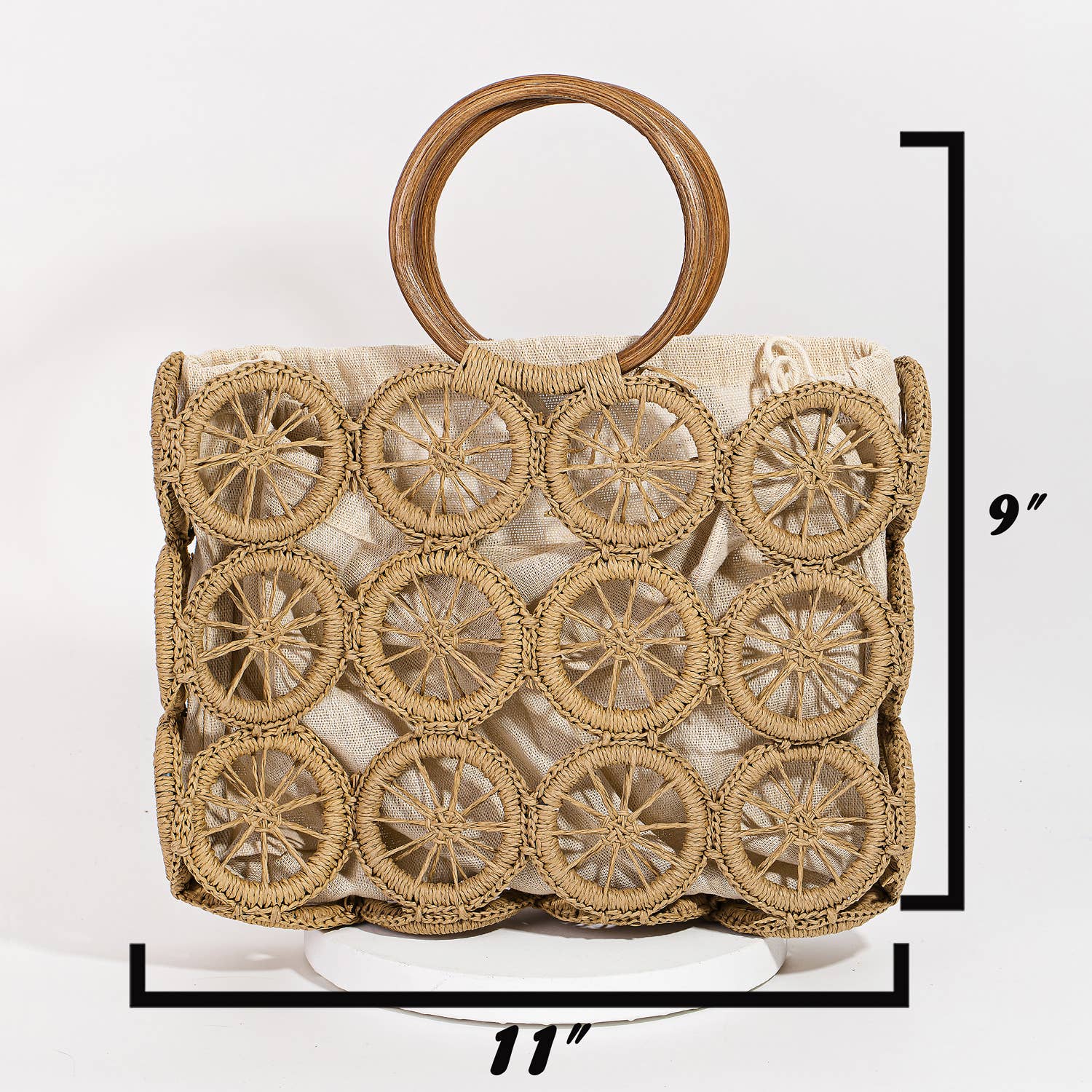 Collections by Fame Accessories – wholesale Strandväska – Boho strandväska med flera cirklar4