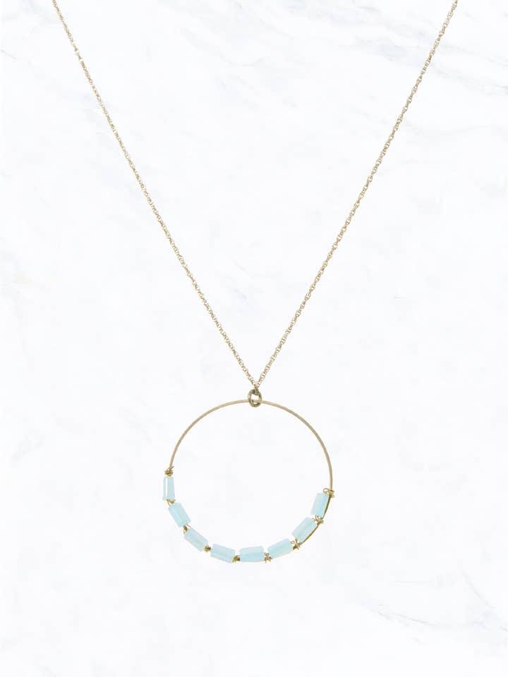 Hoop with Wire Tied Crystals Necklace for wholesale by Suzie Q USA