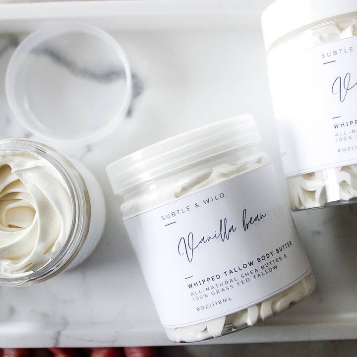 Subtle & Wild – wholesale Body balm/butter – 4ozVanilla Tallow|Tallow Skincare|Beef Tallow|Organic Tallow (Copy)1