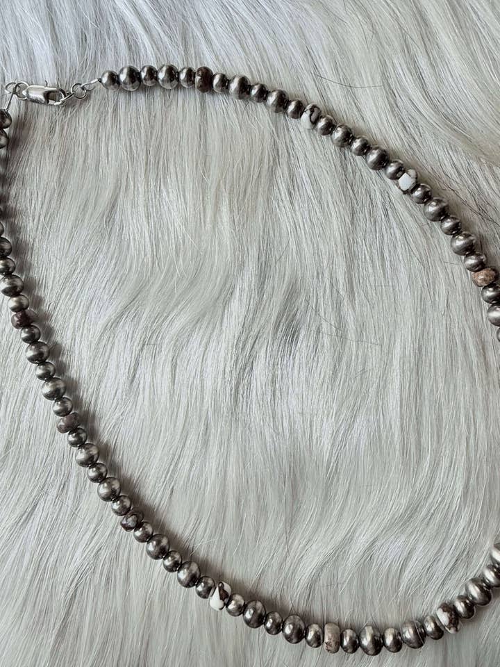 Sterling Silver Pearls and Wild Horse Magnesite Necklace for wholesale by Wild Mountain Silver