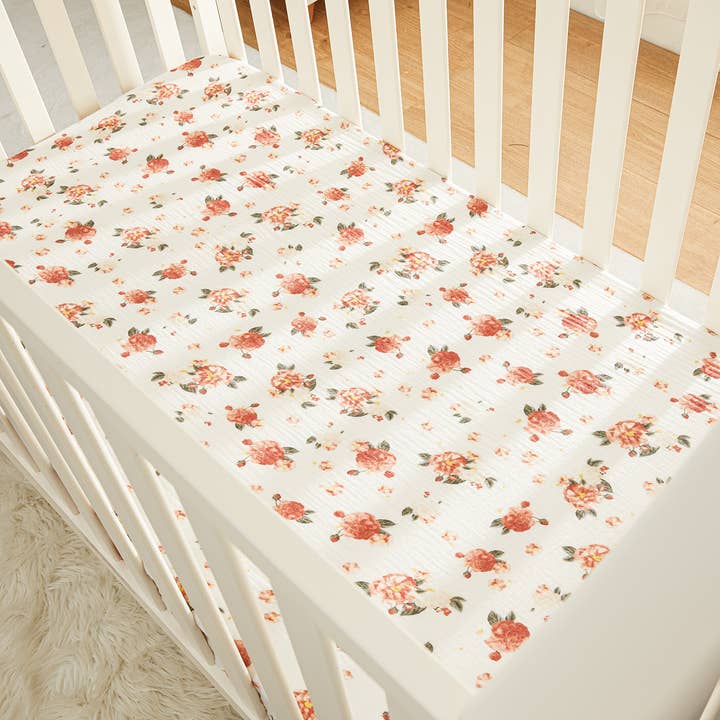100% Cotton Muslin Baby Floral Pattern Fitted Sheet for wholesale by PatPat