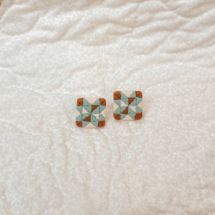 Sydni Carlson Art - Wholesale Stud/Post Earrings - Quilt Block Stud Earrings