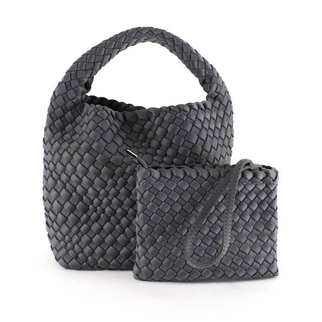 Pretty Persuasions - Wholesale Crossbody Bag - Women's - P23093 Small Nylon Woven Hobo Crossbody Bag w/Cosmetic Pouch5