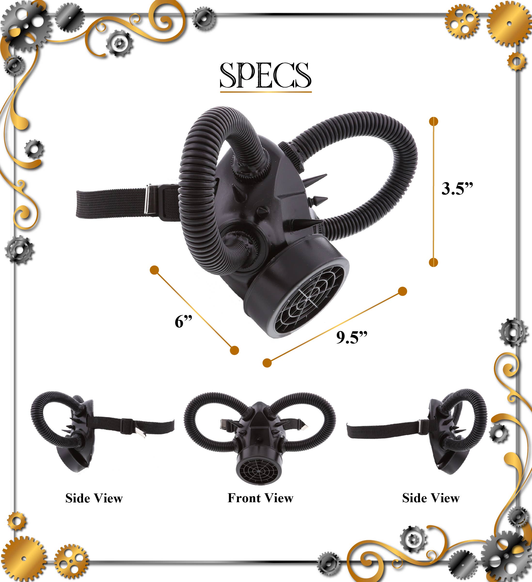 Cota Global - Vendita all'ingrosso Costume di carnevale - Bambini - Steampunk - Maschera a Gas per Bocca - Nera1