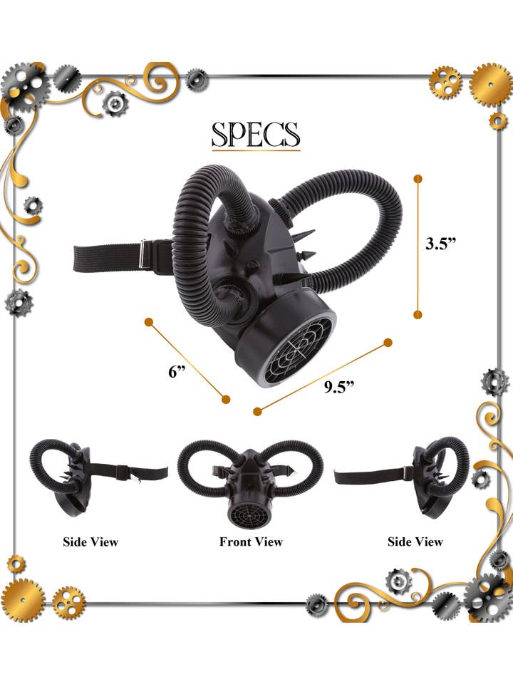 Cota Global - Vendita all'ingrosso Costume di carnevale - Bambini - Steampunk - Maschera a Gas per Bocca - Nera1