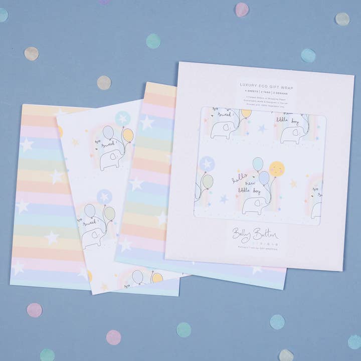 Baby Boy Luxury Eco Flat Wrap Pack for wholesale by Belly Button Designs