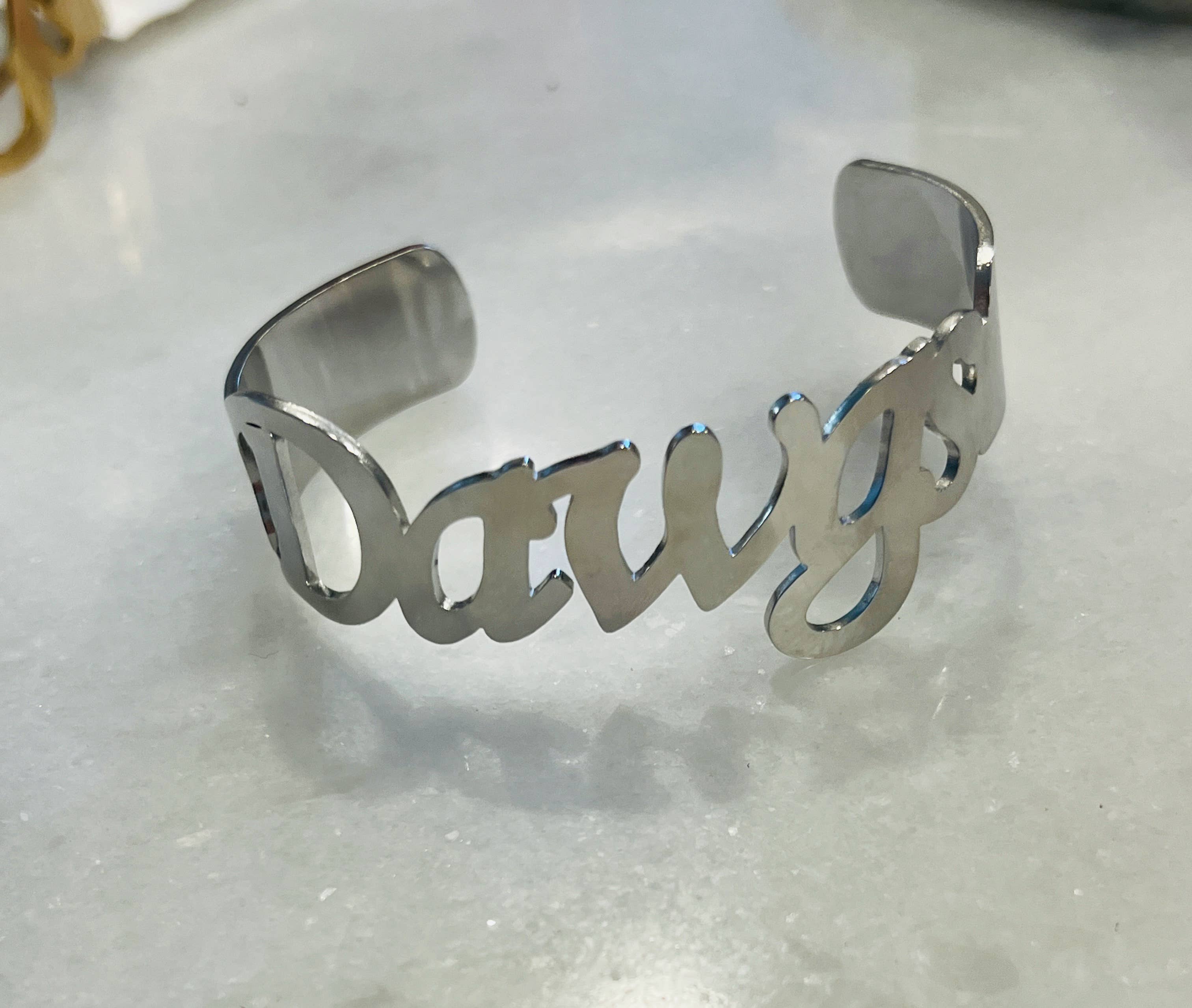 Steele Sloan Designs - Wholesale Cuff Bracelet - DAWGS Bangle Bracelets Medium script size Stainless Go Dawgs2