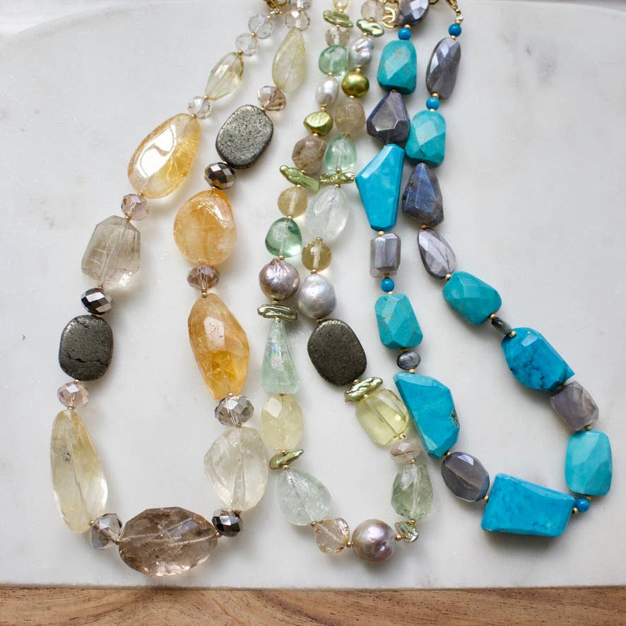 a.v. max - Wholesale Kralen/parelketting - Gefacetteerde Echte Klomp Ketting|9 kleuren12