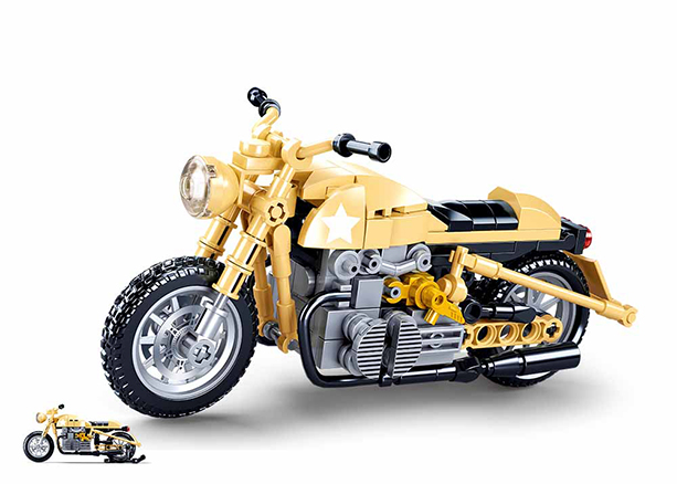 Texas Toy Distribution - Wholesale Building Set - Kids - Yellow Motorcycle Building Brick Kit (223 pcs)2