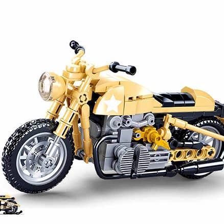Texas Toy Distribution - Wholesale Building Set - Kids - Yellow Motorcycle Building Brick Kit (223 pcs)2