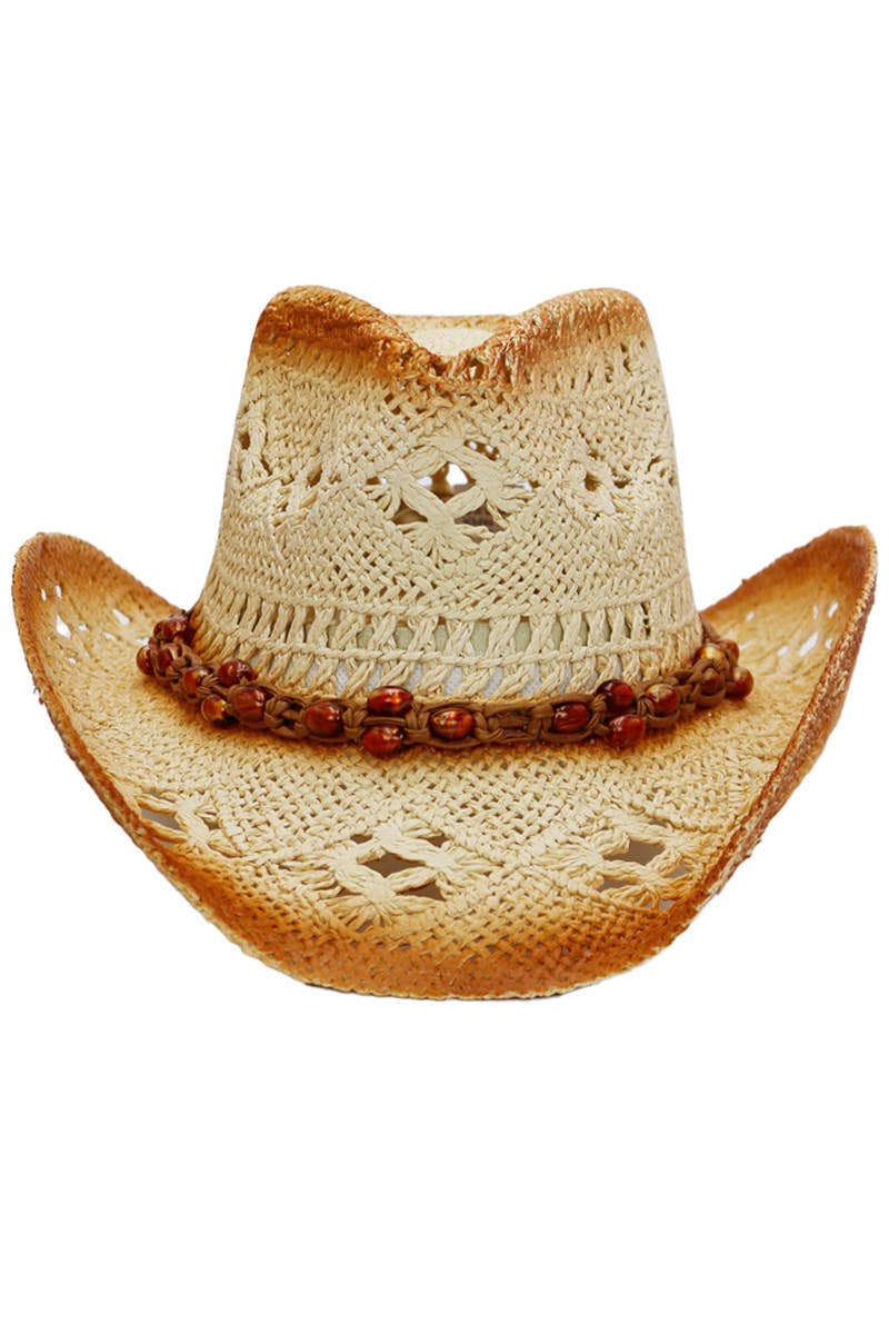 Cap Zone - Wholesale Cowboy Hat - Women's - Beaded Crochet Crushable Straw Cowboy Hat20