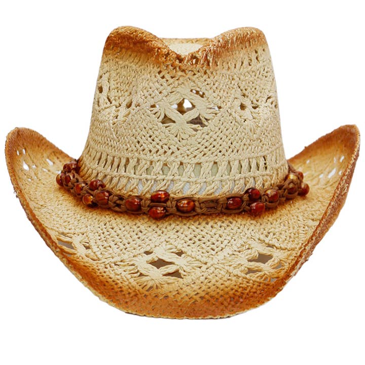 Cap Zone - Wholesale Cowboy Hat - Women's - Beaded Crochet Crushable Straw Cowboy Hat20