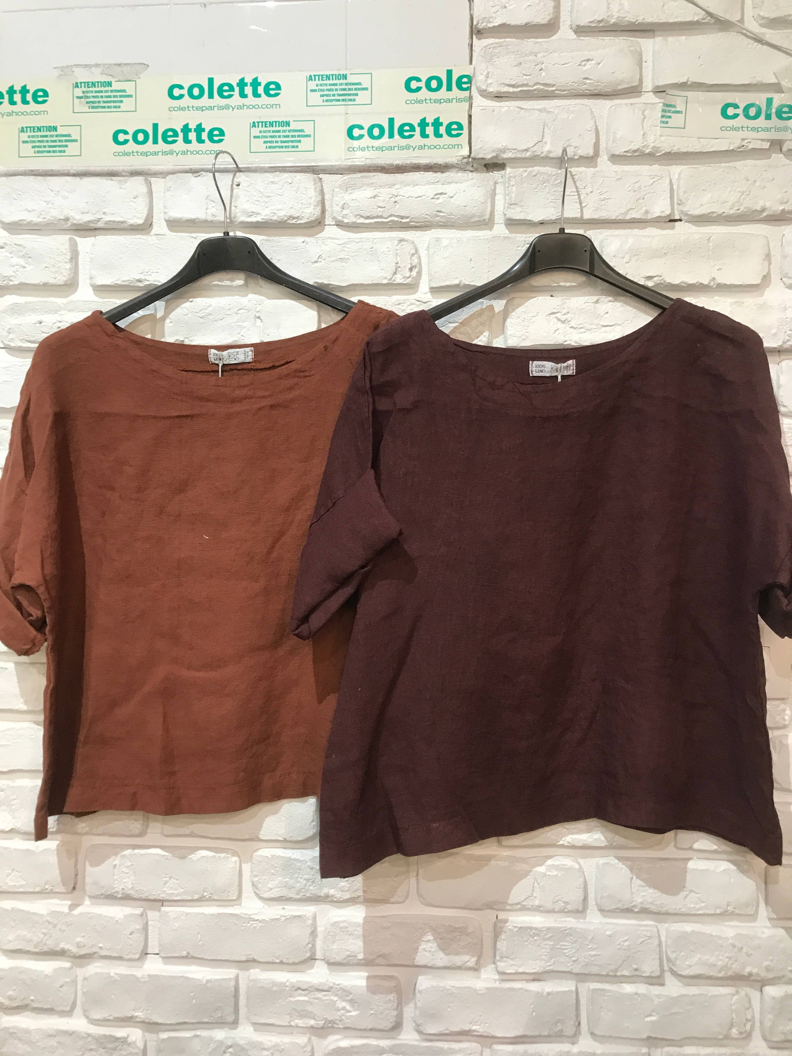 la maison des fibres naturelles - Wholesale Blouse - Women's - Round neck linen top 659005 100% linen44