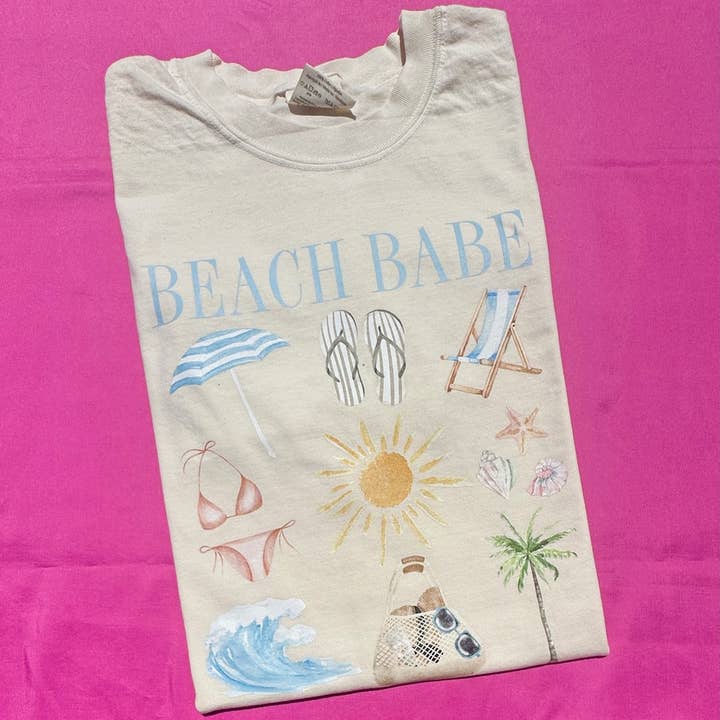 T-shirt Beach Babe Collage Comfort Colors pour la vente par Nikkilynn Wholesale