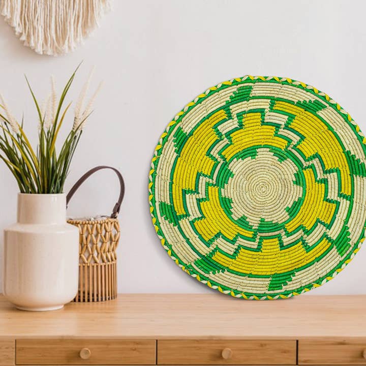 Yellow Storm Flat Basket 12-Inch Pl-317-12 B for wholesale by ArtisanalEmporiumLLC