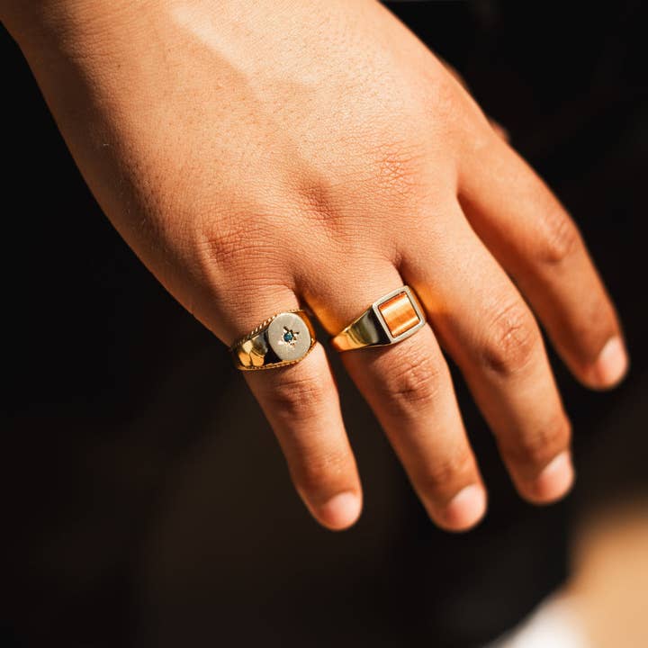 North Star Signet Blue Ring - Gold for wholesale on Faire4