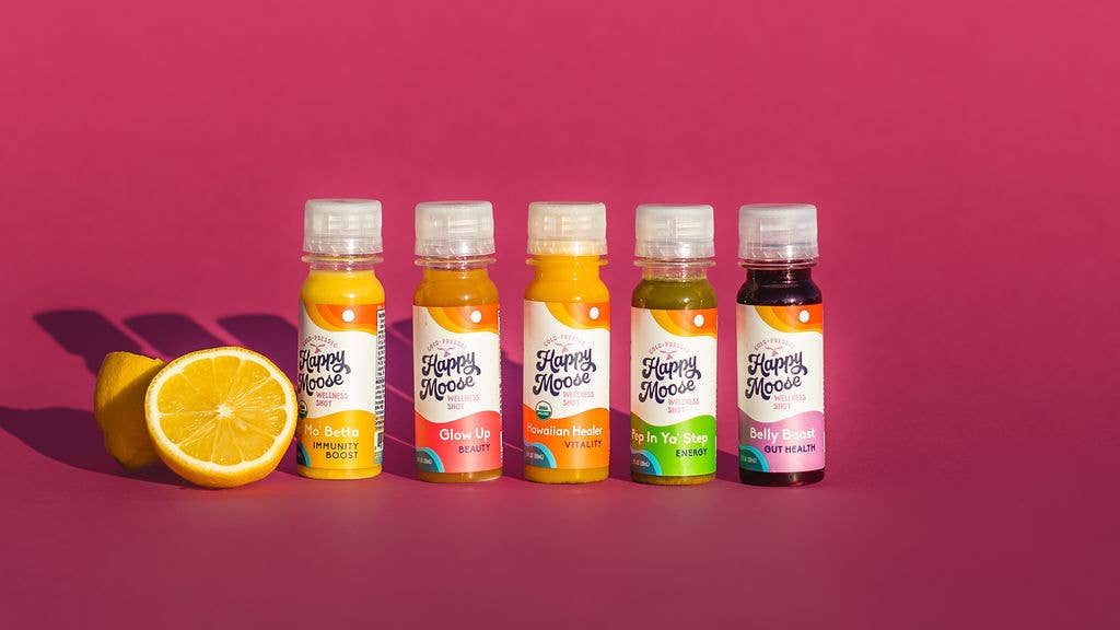 Happy Moose Juice - Wholesale Wellness Juice/Tonic - Wellness Shots - Mix and Match - 3 x 24 of each recipe12