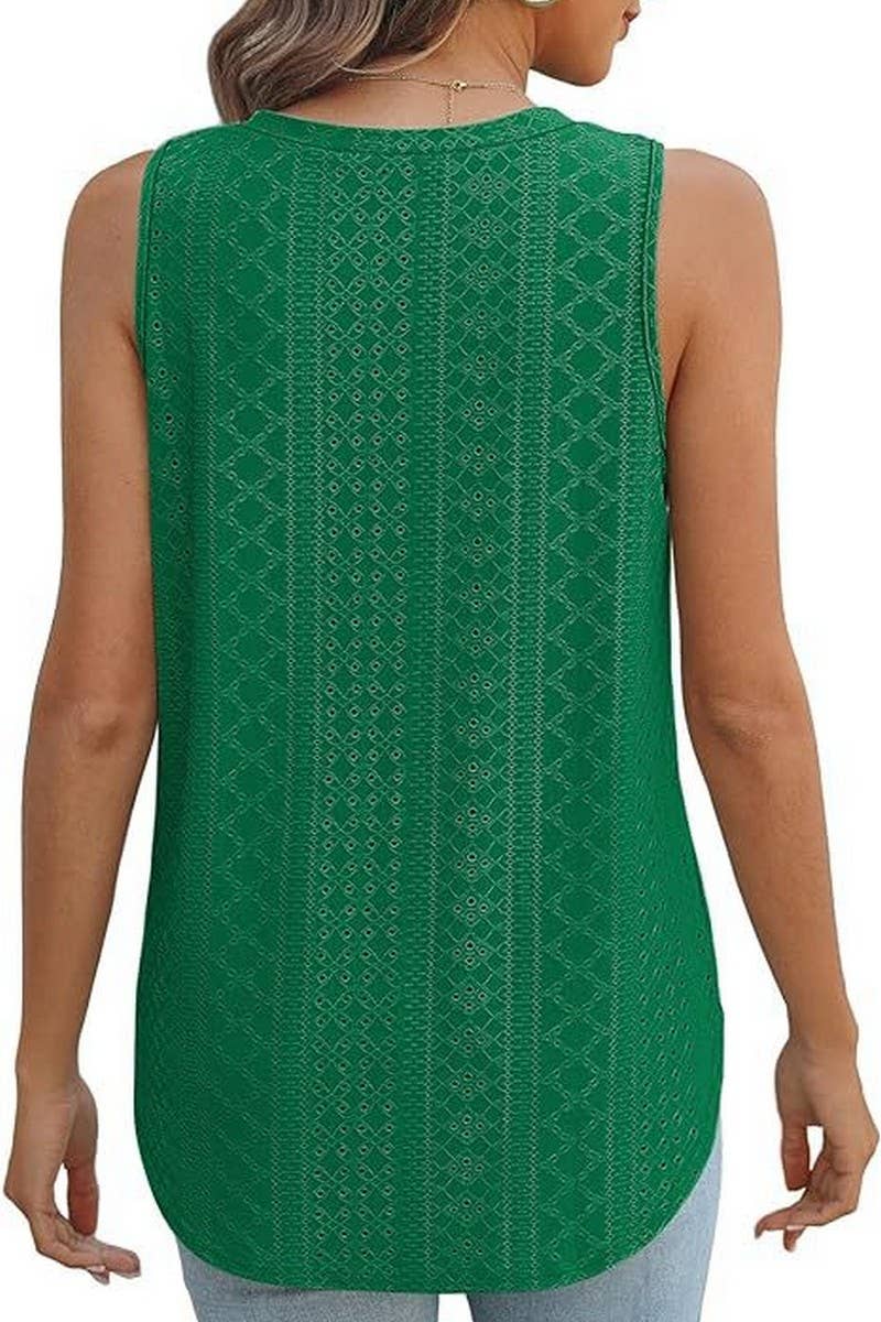 Lily Clothing - Wholesale Tunic - Women's - V NECK SLEEVELESS SLIT SOLID COLOR CASUAL SHIRT_CWTSTSL006914