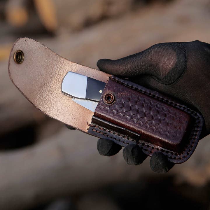 Shokunin USA - Vendita all'ingrosso Coltellino tascabile/portacoltellino - Coltello tascabile Buck con manico in legno diamantato4