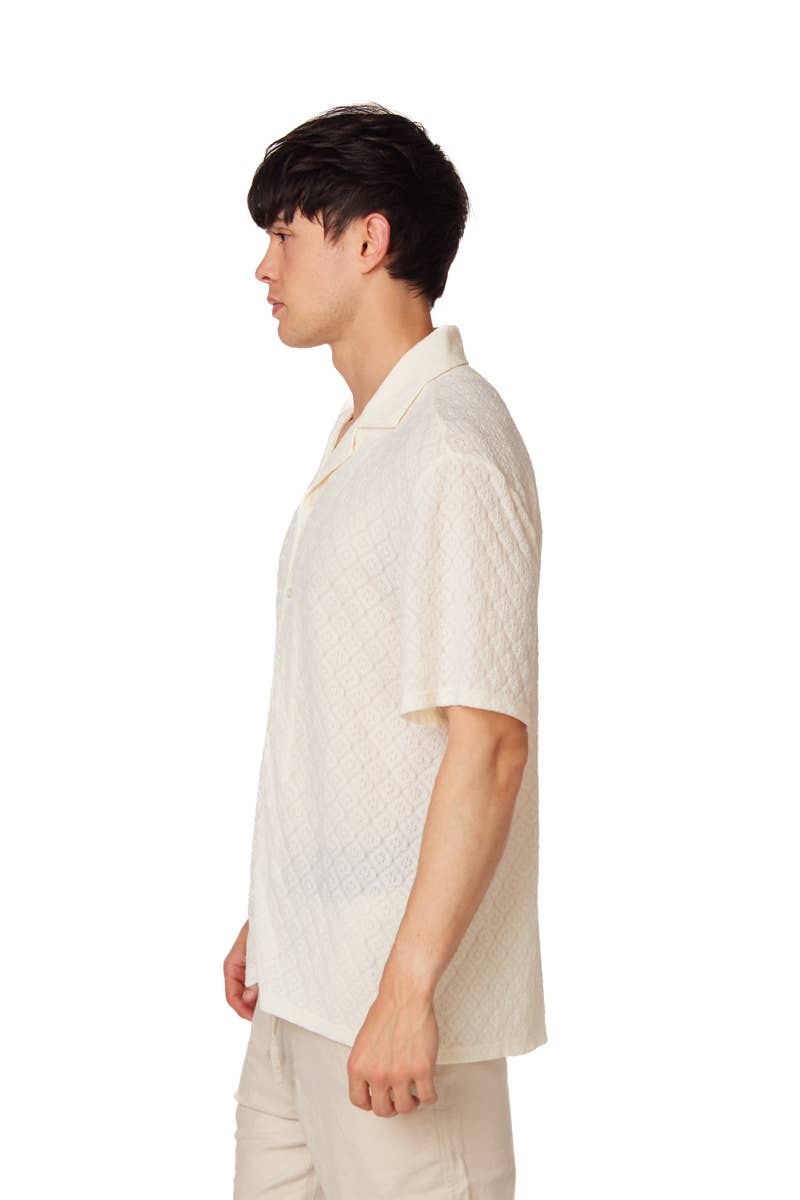 Crochet/Textured Short Sleeve Men's Shirt  for wholesale on Faire2