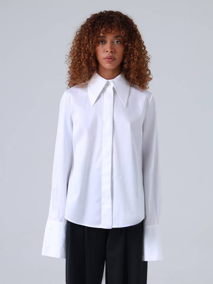 ETNA - Wholesale Button Down Shirt - Women's - Imperiosa Classic White Shirt with French Cuffs0