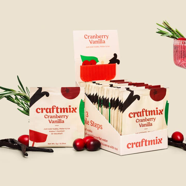 Cranberry Vanilla Cocktail / Mocktail Mixer - 24ct Caddy for wholesale by Craftmix