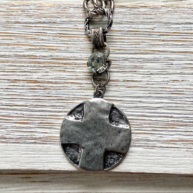 VB&CO Designs Handmade Jewelry - Wholesale Pendant/Charm Necklace - Coin medallion matte gold necklace Lord’s Prayer religious3