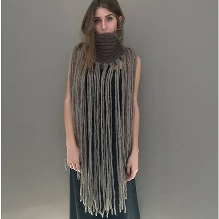 NOGOON - Wholesale Scarf - Women's - ODON Alpaca and Wool Collar with long front and back fringes4