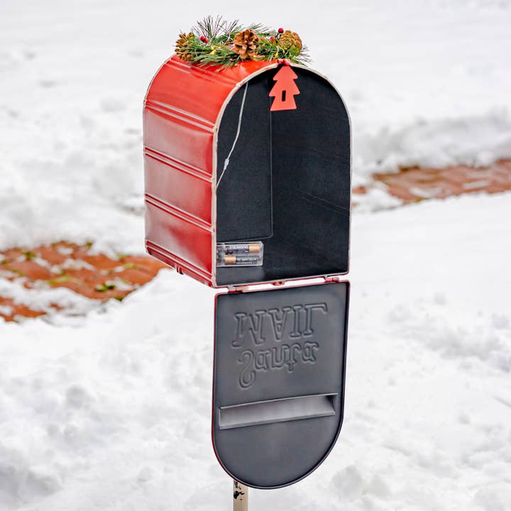 Zaer Ltd. International - Wholesale Christmas Decoration - Standing Christmas Mailbox w/Light up Wreath- in Red / White4
