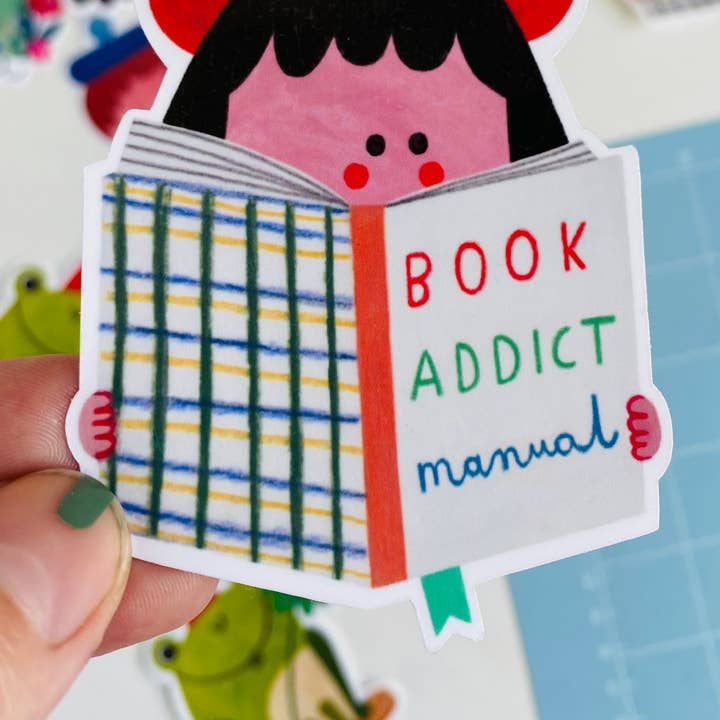 BOOK ADDICT sticker for wholesale by Daria Solak Illustrations