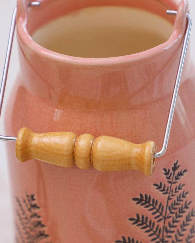 Dibor – wholesale Vase – Fern Leaf Embossed Pink Milk Churn Flower Vase6