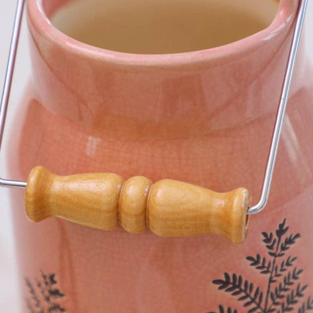 Dibor – wholesale Vase – Fern Leaf Embossed Pink Milk Churn Flower Vase6