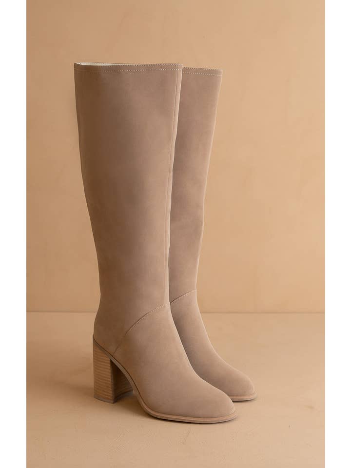 The Shiloh Cedar Wood | Knee High Block Heel Boot for wholesale on Faire2