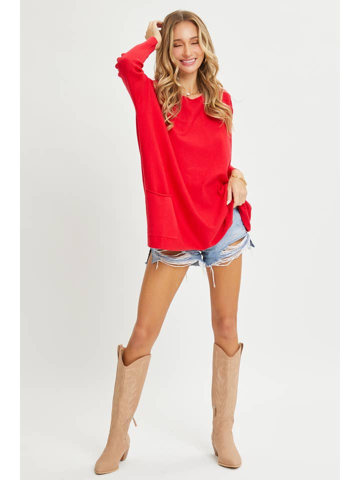 Sweet Lovely by Jen - Vendita all'ingrosso Maglia larga - Donna - MAGLIONE A GIROCOLLO OVERSIZE/VESTIBILITÀ AMPIA64