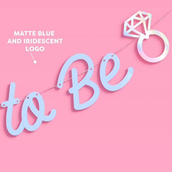 xo, Fetti - Wholesale Party Sign/Banner - Blue Bride to Be Banner - matte blue + iridescent foil, Bachelorette Party Decorations, Bride