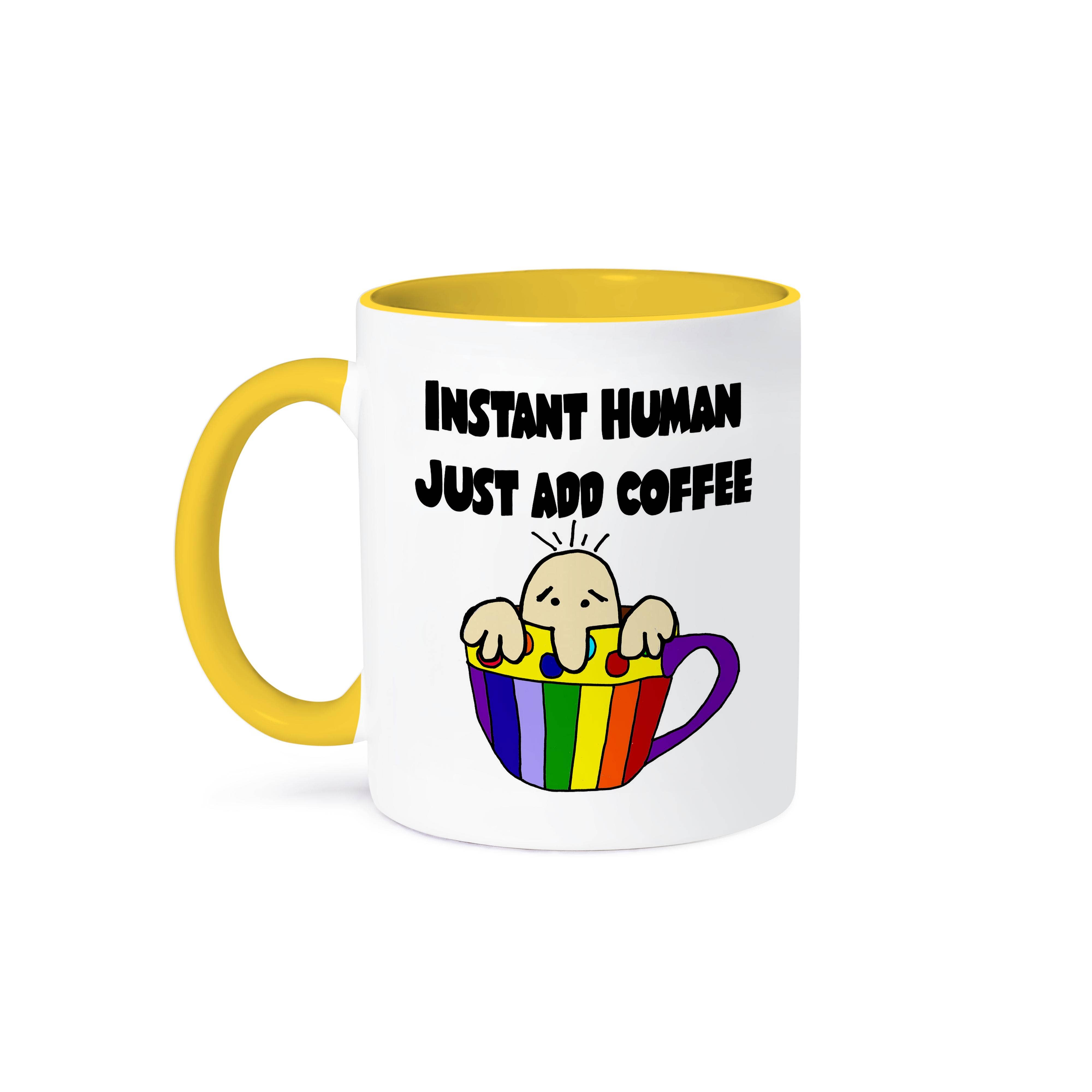 3dRose – wholesale Coffee mug – 3dRose, Cute Funny Instant Human Just Add Coffee Cartoon, Mug0