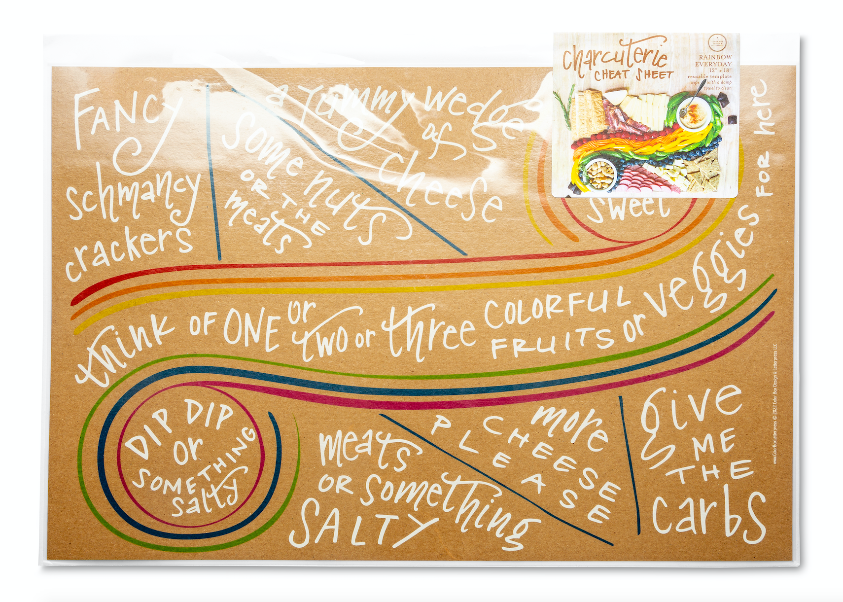 Color Box Design & Letterpress - Wholesale Cheese Board - Charcuterie Cheat Sheet | Everyday3