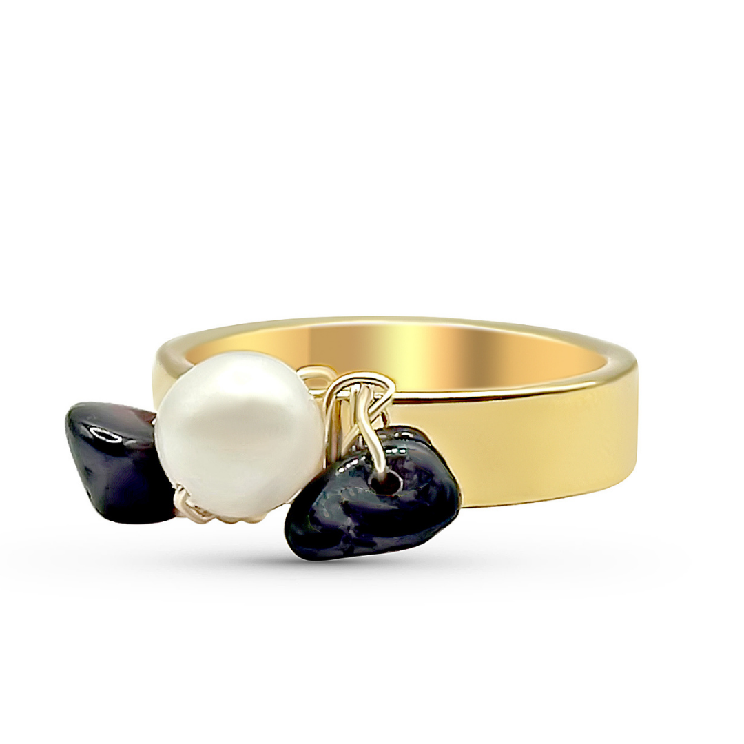 Camilla Limón - Wholesale Cocktail/Statement Ring - Fresh Water Pearl with Gemstones Gold Ring8