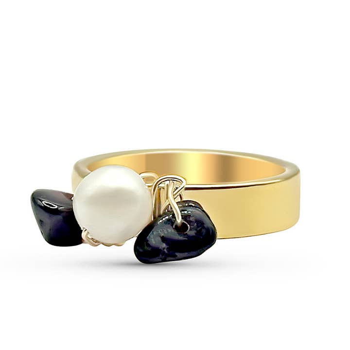 Camilla Limón - Wholesale Cocktail/Statement Ring - Fresh Water Pearl with Gemstones Gold Ring8