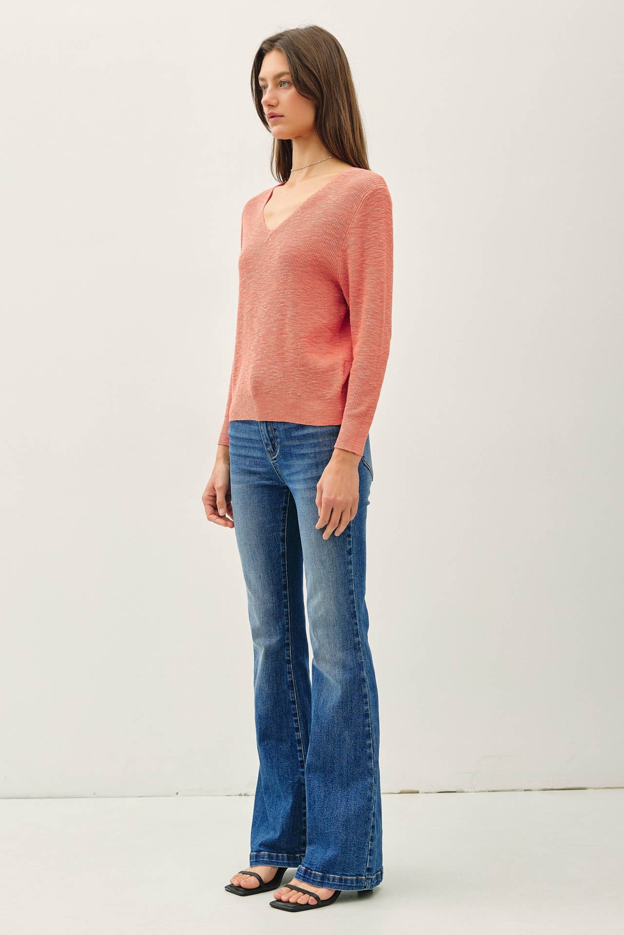 Be Cool - Wholesale Knit Sweater - Women's - LONG SLEEVE V-NECK COTTON SLUB SWEATER7