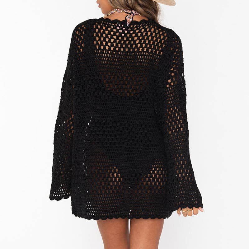 Rosa Clothing - Wholesale Swim Cover Up - Women's - Cut-Out Flared Sleeves Beach Cover-Up8