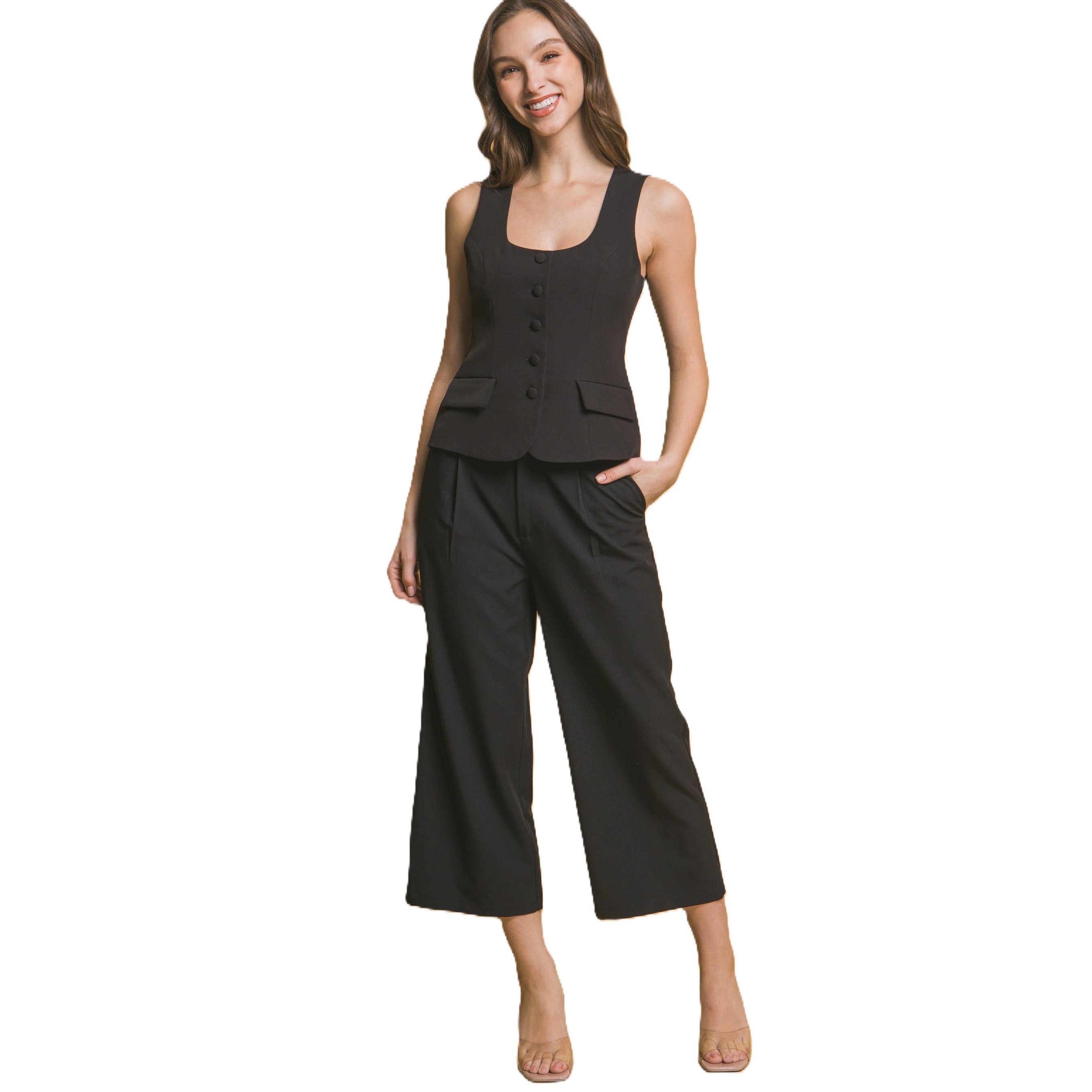 Apolline – wholesale Byxor - Dam – Breda byxor med veck och resårmidja1