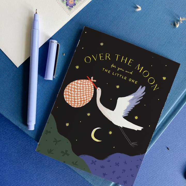 Karen Schipper - Wholesale Baby Card - Stork Delivery - Sweet Gender Neutral Baby Card1