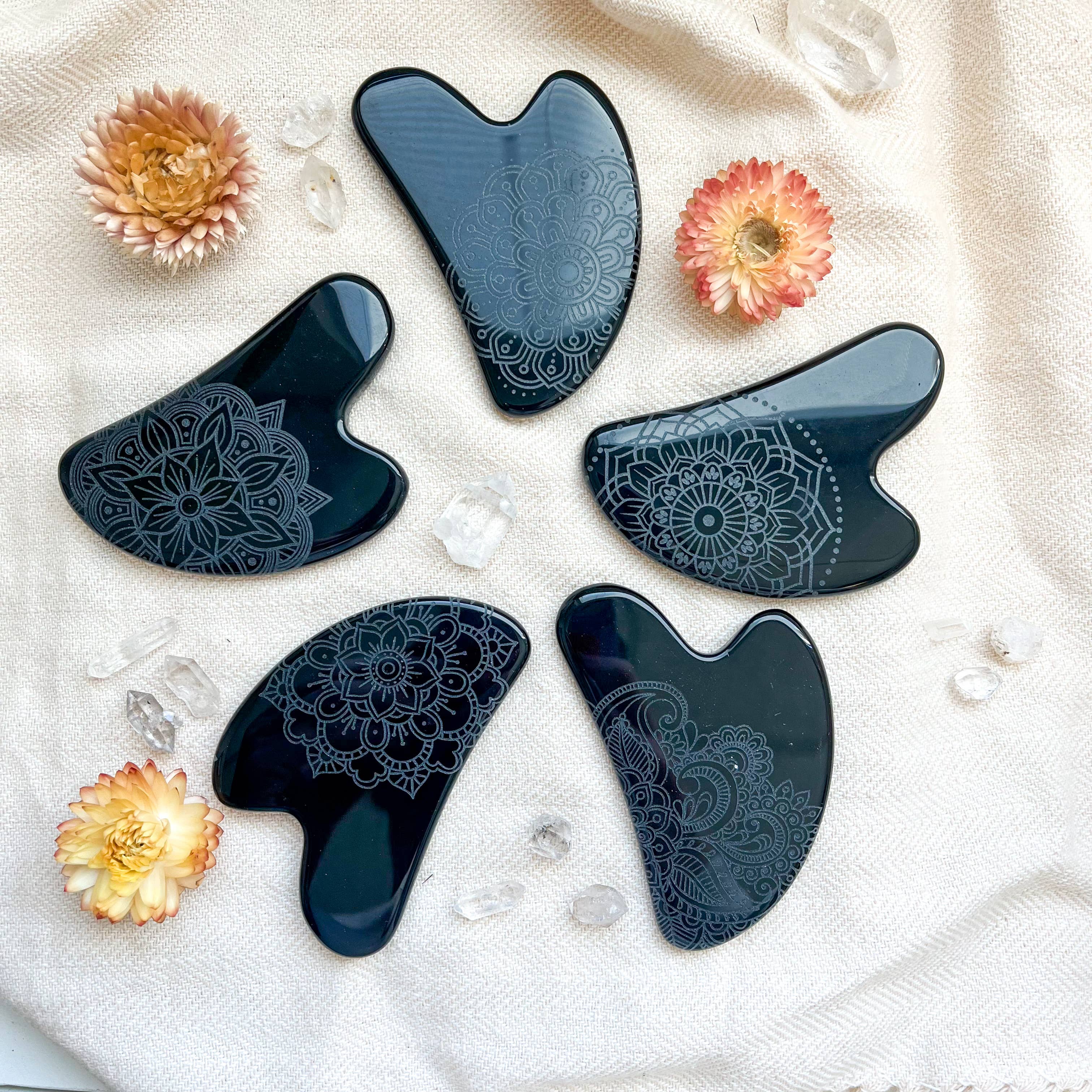 Fractalista Designs – Gua Sha por atacado – Jade Opalite Obsidiana Gua Sha Pedra Massajadora Facial Presente de Spa13