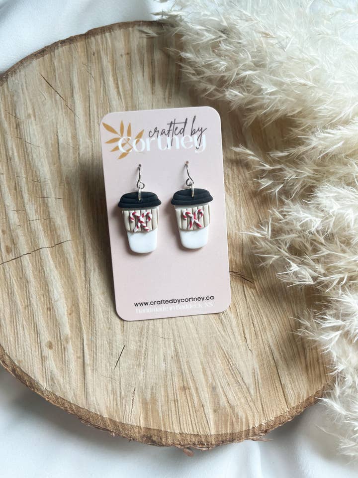 Peppermint Latte dangle earrings for wholesale by Crafted by Cortney